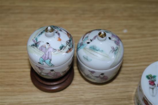 A group of late 19th/early 20th century Chinese famille rose boxes and small jars